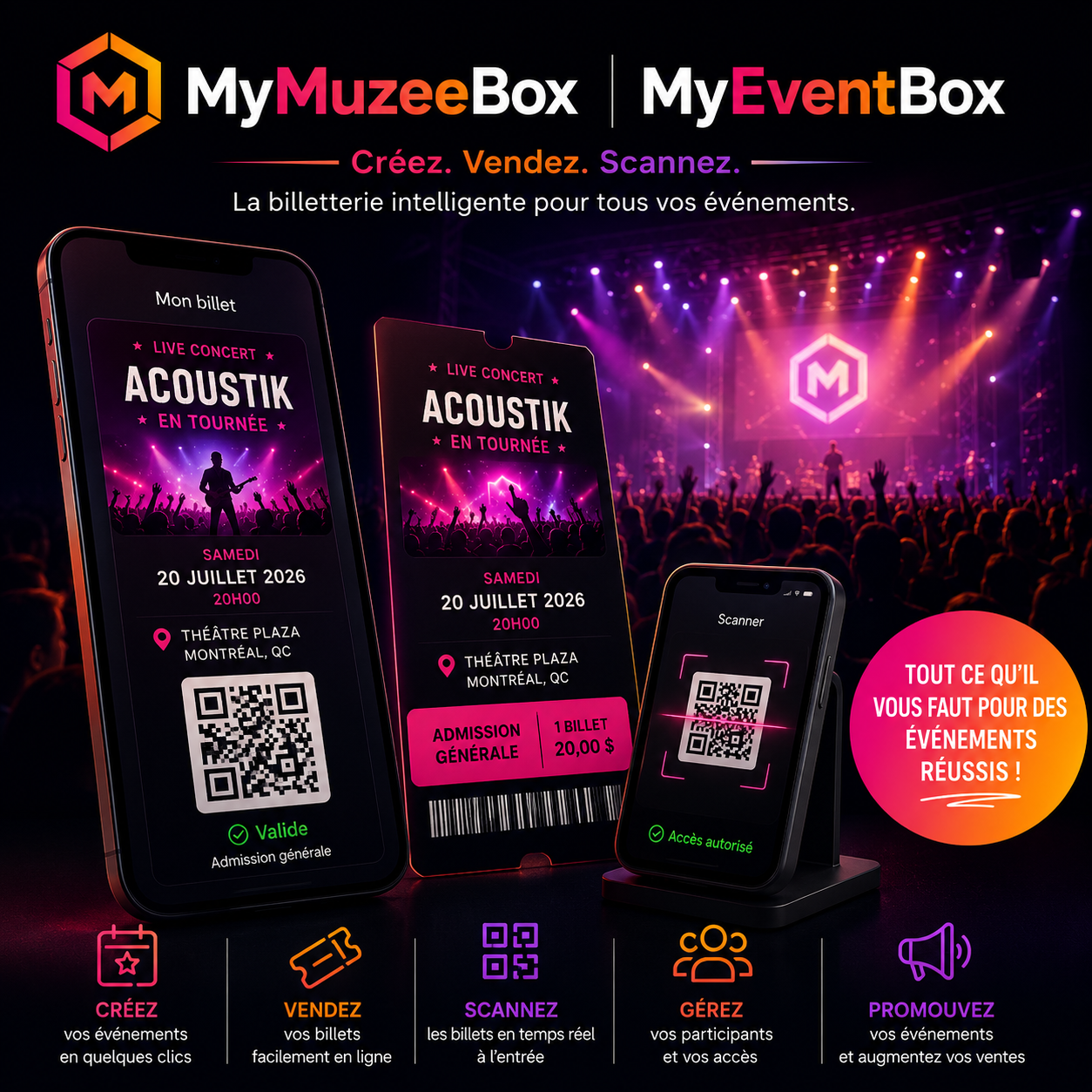 MyEventBox — Créez. Vendez. Scannez. Billetterie intelligente pour tous vos événements.